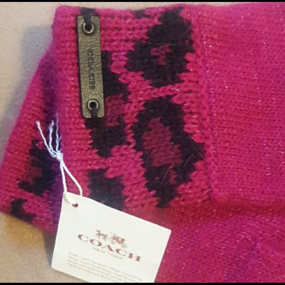 NWT Coach Cranberry and Angora Ocelot Gloves - Picture 4 of 4